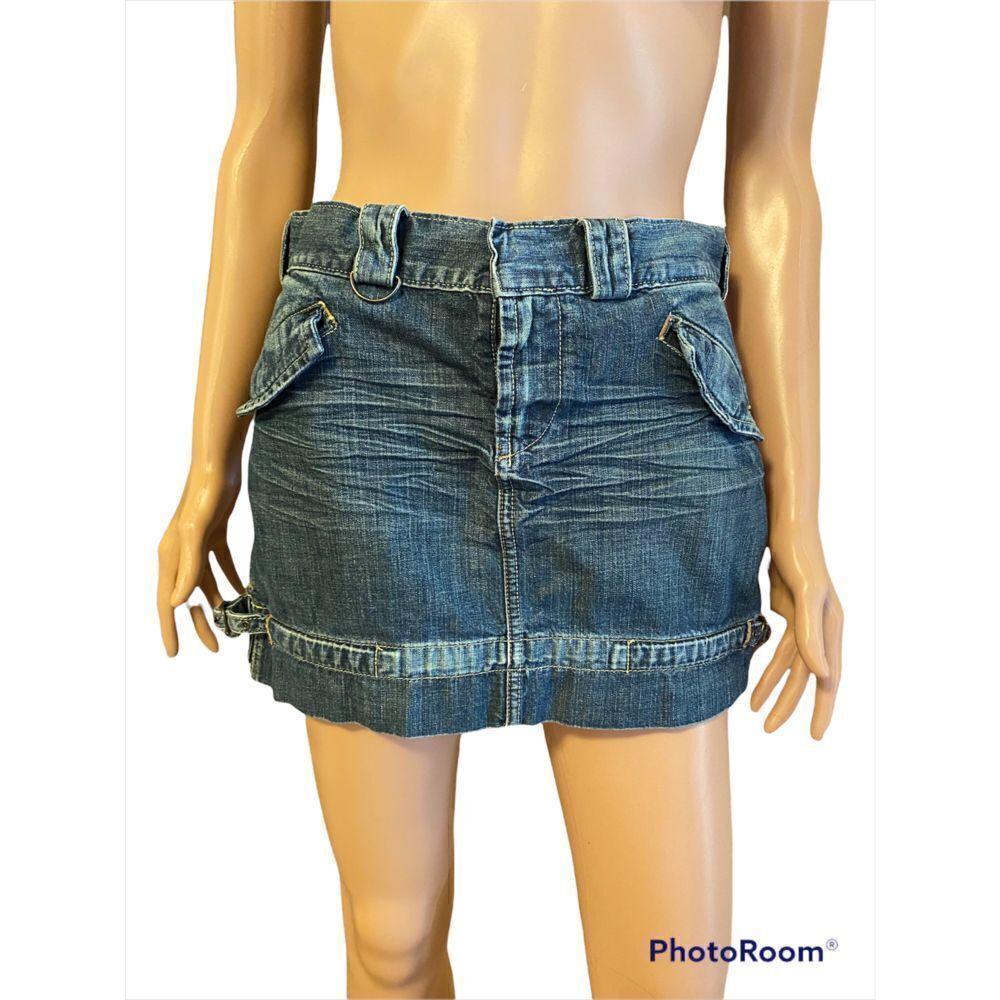 Vintage Express Dark Wash Denim Jean Mini Skirt